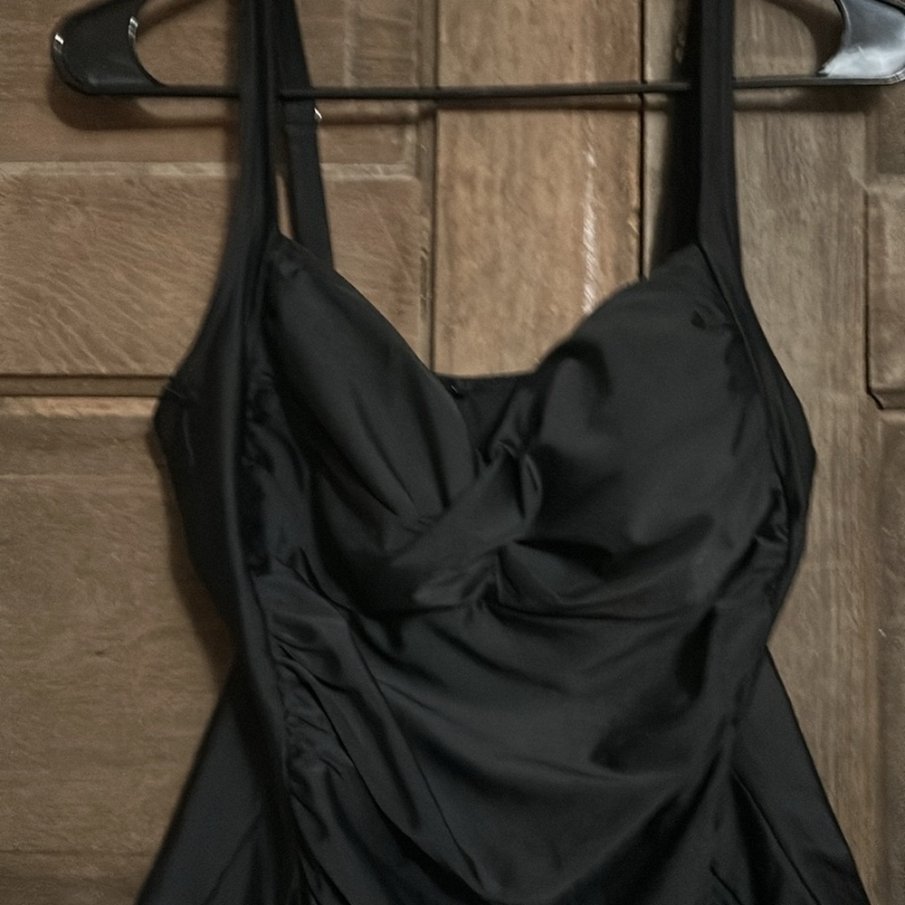 ADFOLF One Piece Black Ruched swimsuit. Sz medium. - Picture 5 of 7